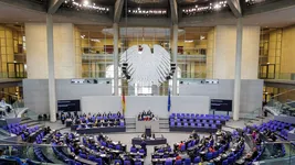View of the plenary chamber in the German Bundestag.